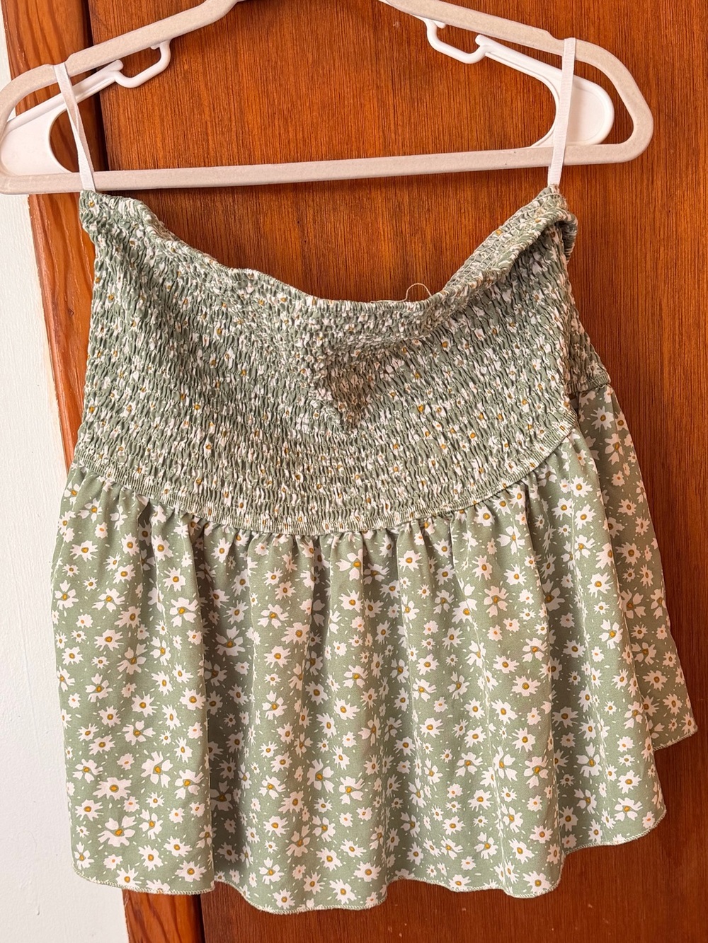 SHEIN Sage Green Daisy Smocked Mini Top